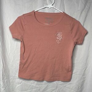 Pink Cropped Fitted T-Shirt
